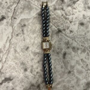 Gruen Black faux pearl and crystal Women's Watch 7.5”